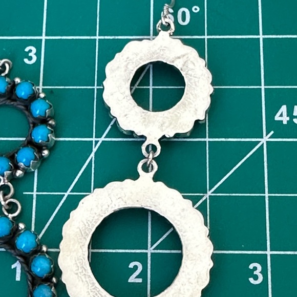 Sold 🦋 Turquoise Southwestern handmade 925 solid sterling, silver hoop earrings - Picture 6 of 11